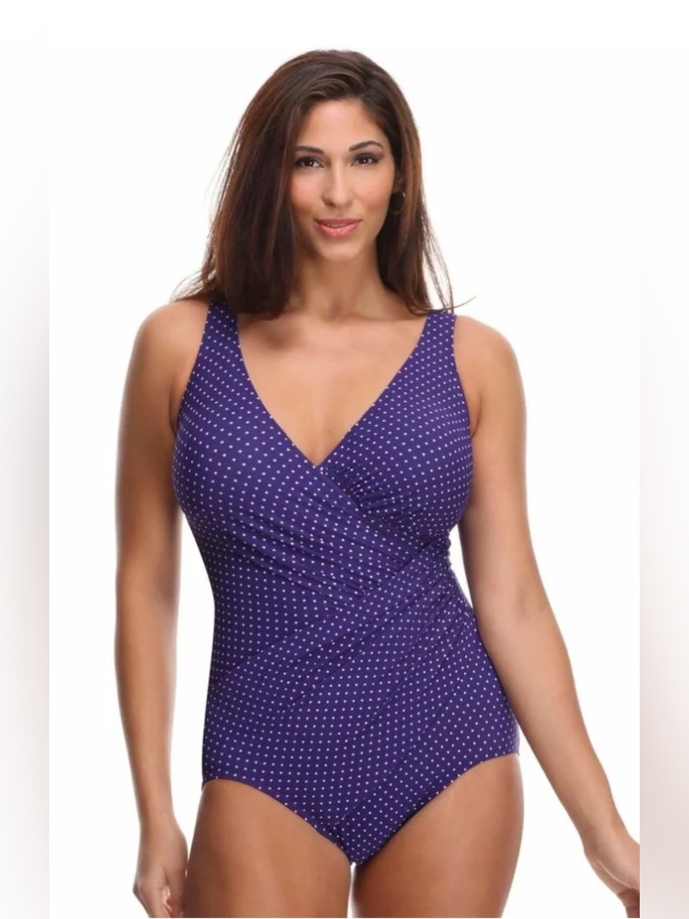 Miraclesuit Oceanus One Piece in Pin Point‎ Purple White Swimsuit Size 16